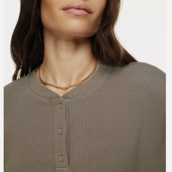 Aritzia Tna Long Sleeve Kendall Waffle Henley Top - Picture 2 of 7